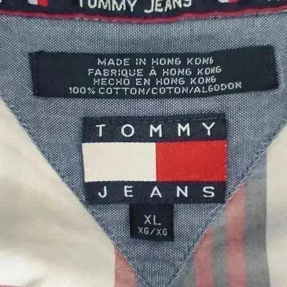 Vintage Y2K Tommy Hilfiger Jeans Plaid Short Sleeve Button Down Shirt sz XL - Picture 7 of 9